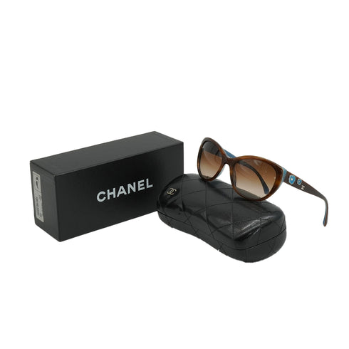 VINTAGE CHANEL SUNGLASSES COCOMARK CAMELLIA BROWN BLUE EYEWEAR 90340542