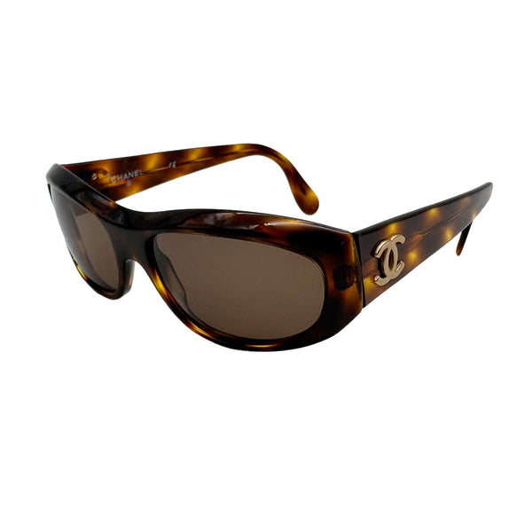 VINTAGE CHANEL SUNGLASSES COCOMARK LOGO TORTOISESHELL BROWN EYEWEAR 90319119
