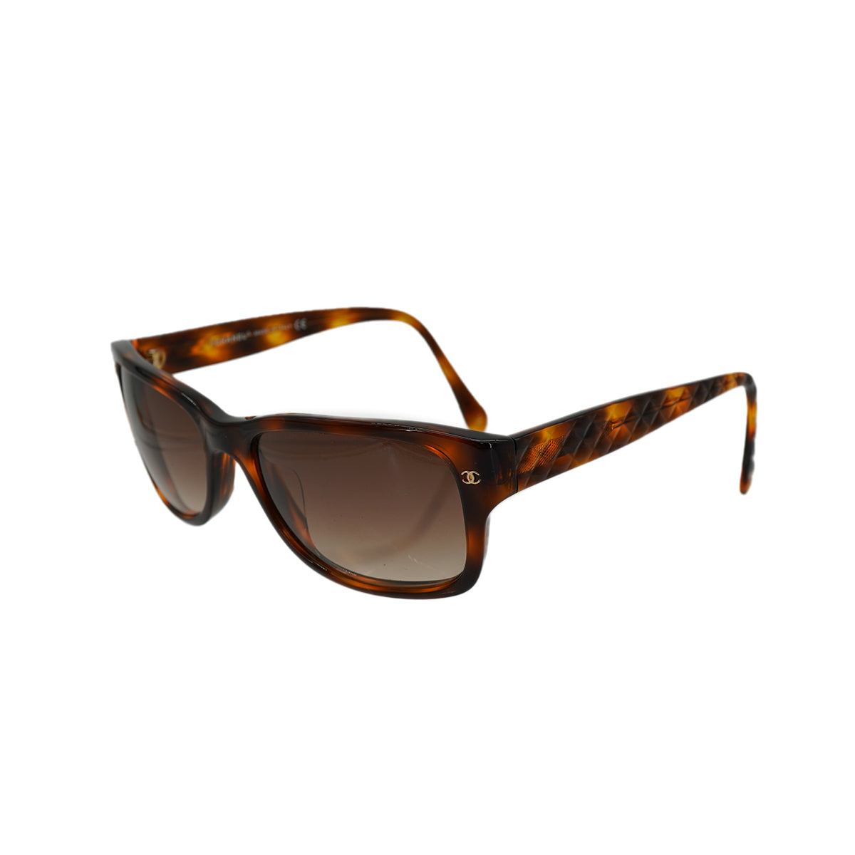 VINTAGE CHANEL SUNGLASSES COCOMARK MATELASSE TORTOISESHELL BROWN