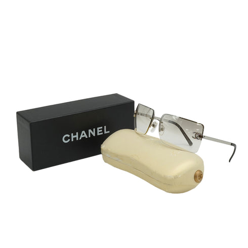 VINTAGE CHANEL SUNGLASSES COCOMARK RHINESTONE SILVER EYEWEAR 90340545