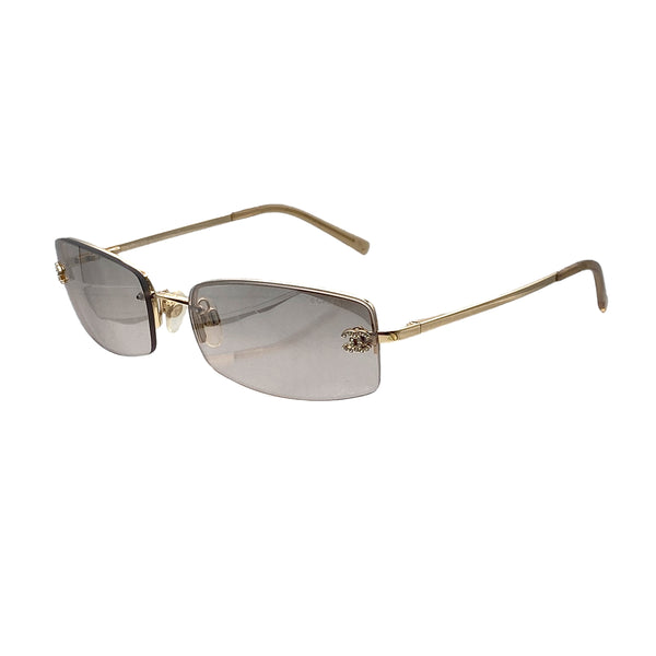 VINTAGE CHANEL SUNGLASSES COCOMARK RHINESTONE GOLD EYEWEAR 90312553