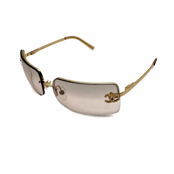 VINTAGE CHANEL SUNGLASSES COCOMARK RHINESTONE GOLD EYEWEAR 90319113