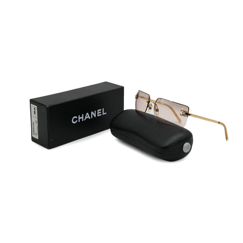 VINTAGE CHANEL SUNGLASSES COCOMARK RHINESTONE GOLD EYEWEAR 90321129