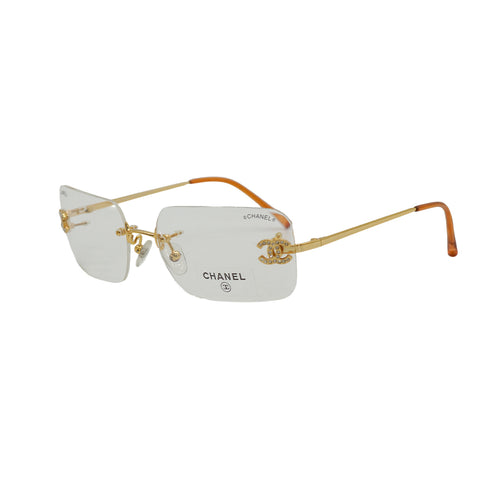 VINTAGE CHANEL SUNGLASSES COCOMARK RHINESTONE GOLD EYEWEAR 90341724