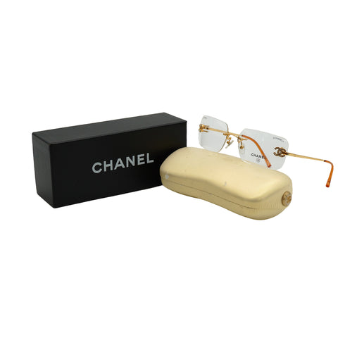 VINTAGE CHANEL SUNGLASSES COCOMARK RHINESTONE GOLD EYEWEAR 90341724