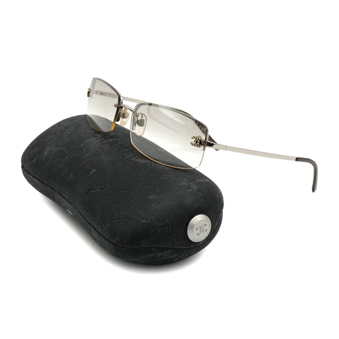 VINTAGE CHANEL SUNGLASSES COCOMARK RHINESTONE SILVER EYEWEAR 90319957