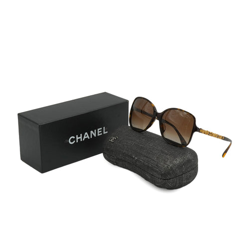 VINTAGE CHANEL SUNGLASSES FLOWER MOTIF COCOMARK TORTOISESHELL GOLD BROWN EYEWEAR 90340537