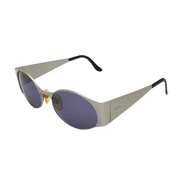 VINTAGE CHANEL LOGO SUNGLASSES SILVER EYEWEAR 90335761