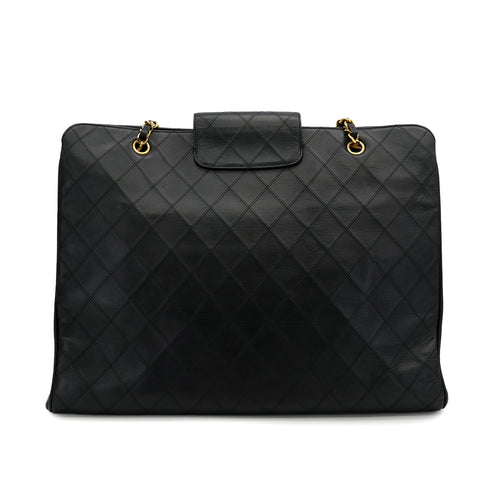 VINTAGE CHANEL SUPER MODEL BICOLORE CHAIN TOTE BAG BLACK LEATHER 90313406