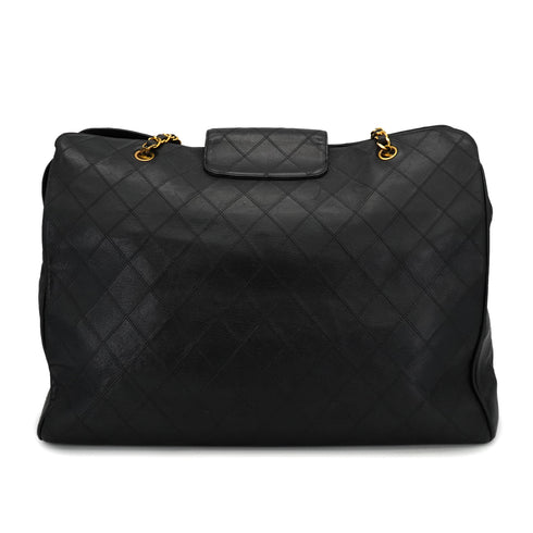 VINTAGE CHANEL SUPER MODEL BICOLORE CHAIN TOTE BAG BLACK LEATHER GOLD HARDWARE 90325598