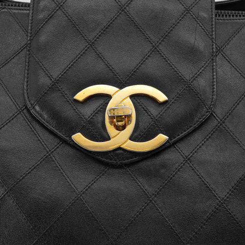 VINTAGE CHANEL SUPER MODEL BICOLORE CHAIN TOTE BAG BLACK LEATHER GOLD HARDWARE 90325598