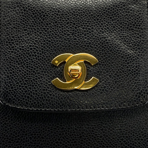 VINTAGE CHANEL SUPER MODEL CHAIN TOTE BAG BLACK CAVIAR SKIN GOLD HARDWARE 90321159