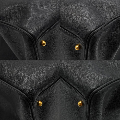 VINTAGE CHANEL SUPER MODEL CHAIN TOTE BAG BLACK CAVIAR SKIN GOLD HARDWARE 90340483