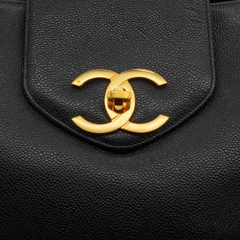VINTAGE CHANEL SUPER MODEL CHAIN TOTE BAG BLACK CAVIAR SKIN GOLD HARDWARE 90340483
