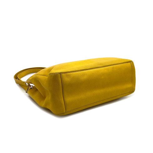 VINTAGE CHANEL SUPER MODEL CHAIN TOTE BAG YELLOW CAVIAR SKIN GOLD HARDWARE 90323096