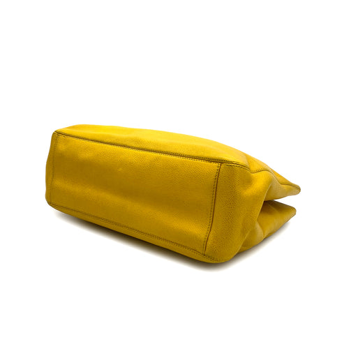 VINTAGE CHANEL SUPER MODEL CHAIN TOTE BAG YELLOW CAVIAR SKIN GOLD HARDWARE 90323096