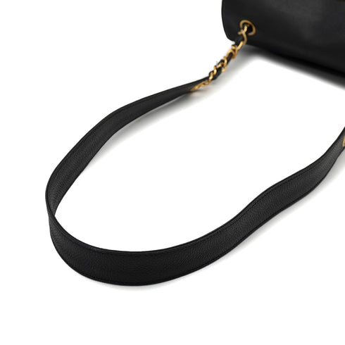 VINTAGE CHANEL TRIPLE COCO CHAIN SHOULDER BAG BLACK CAVIAR SKIN GOLD HARDWARE 90327070