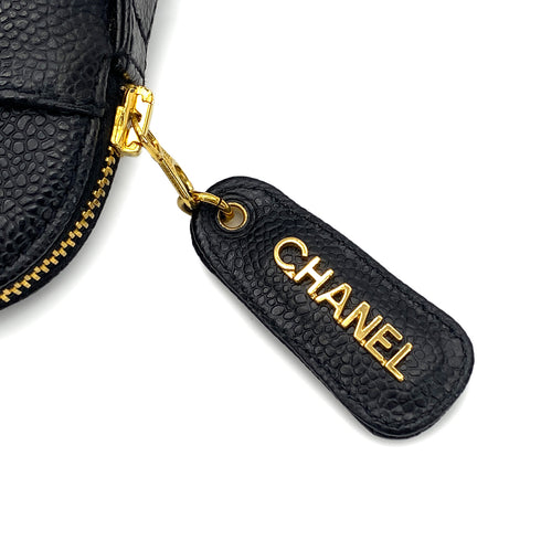 VINTAGE CHANEL TRIPLE COCO CHAIN SHOULDER BAG BLACK CAVIAR SKIN GOLD HARDWARE 90327411
