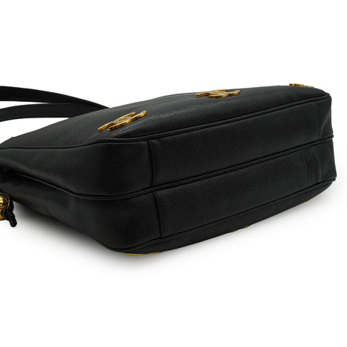 VINTAGE CHANEL TRIPLE COCO CHAIN SHOULDER BAG BLACK CAVIAR SKIN GOLD HARDWARE 90339656
