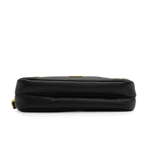 VINTAGE CHANEL TRIPLE COCO CHAIN SHOULDER BAG BLACK CAVIAR SKIN GOLD HARDWARE 90350410