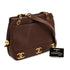 VINTAGE CHANEL TRIPLE COCO CHAIN SHOULDER BAG BROWN CAVIAR SKIN GOLD HARDWARE 90333760