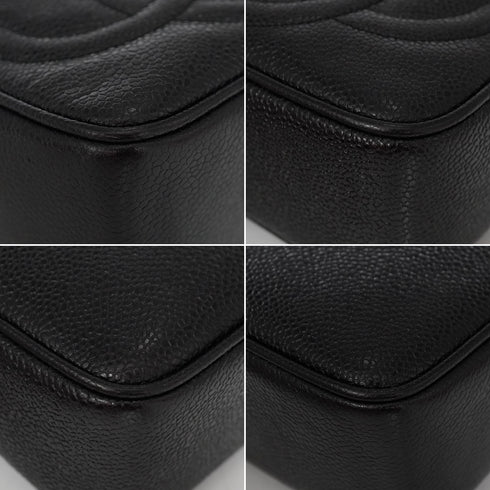 VINTAGE CHANEL TRIPLE COCO CHAIN SHOULDER BAG FRINGE BLACK CAVIR SKIN GOLD HARDWARE 90341863
