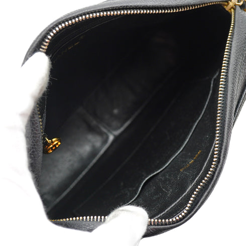 VINTAGE CHANEL TRIPLE COCO CHAIN SHOULDER BAG FRINGE BLACK CAVIR SKIN GOLD HARDWARE 90341863