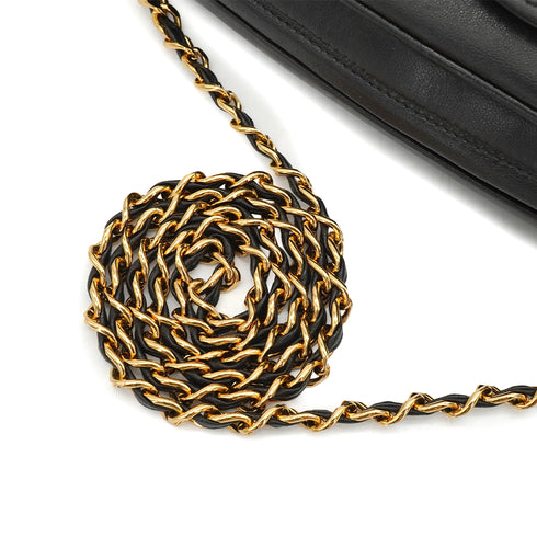 VINTAGE CHANEL TRIPLE COCO CHAIN SHOULDER BAG FRINGE BLACK LAMB SKIN GOLD HARDWARE 90341455