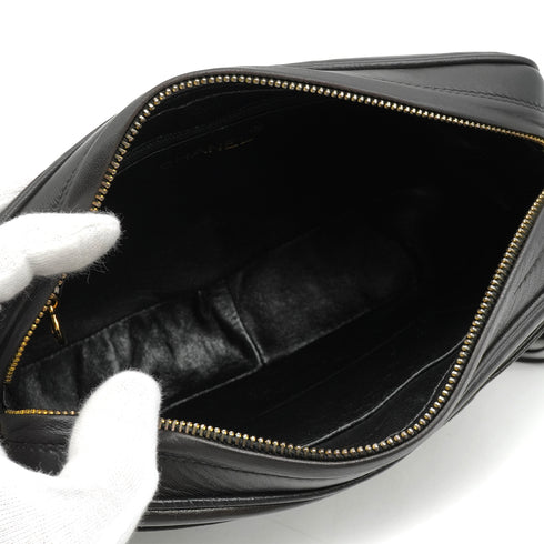 VINTAGE CHANEL TRIPLE COCO CHAIN SHOULDER BAG FRINGE BLACK LAMB SKIN GOLD HARDWARE 90341455