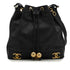 VINTAGE CHANEL TRIPLE COCO DRAWSTRING CHAIN SHOULDER BAG BLACK CAVIAR SKIN GOLD HARDWARE 90339658
