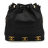 VINTAGE CHANEL TRIPLE COCO DRAWSTRING CHAIN SHOULDER BAG BLACK CAVIAR SKIN GOLD HARDWARE 90339658