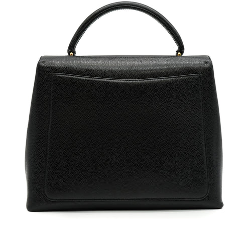 VINTAGE CHANEL TURNLOCK HAND BAG BLACK CAVIAR SKIN GOLD HARDWARE 90343330
