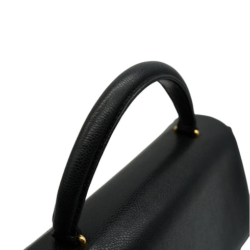 VINTAGE CHANEL TURNLOCK HAND BAG BLACK CAVIAR SKIN GOLD HARDWARE 90343330