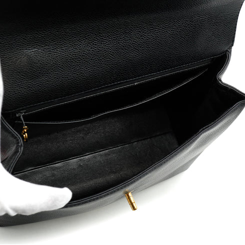 VINTAGE CHANEL TURNLOCK HAND BAG BLACK CAVIAR SKIN GOLD HARDWARE 90343330