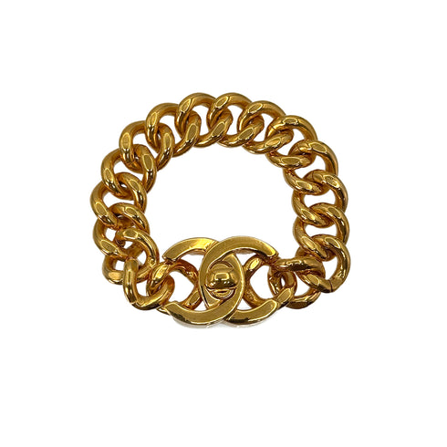 VINTAGE CHANEL TURN LOCK BRACELET COCOMARK GOLD ACCESSORY 96P 90322539