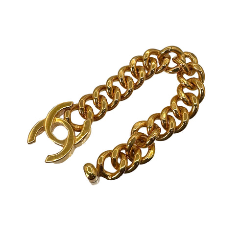 VINTAGE CHANEL TURN LOCK BRACELET COCOMARK GOLD ACCESSORY 96P 90322539
