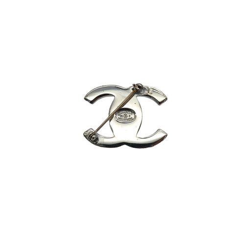 VINTAGE CHANEL TURN LOCK BROOCH SILVER ACCESSORY 96P 90343340