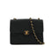 VINTAGE CHANEL TURN LOCK CHAIN SHOULDER BAG BLACK SATIN GOLD HARDWARE 90323203