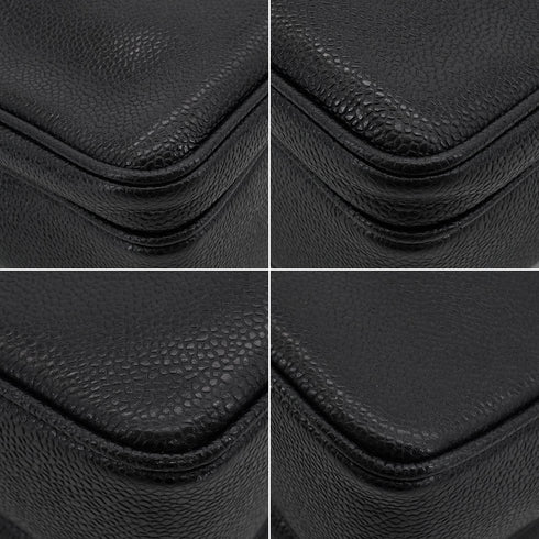 VINTAGE CHANEL TURN LOCK CHAIN TOTE BAG BLACK CAVIAR SKIN GOLD HARDWARE 90340135