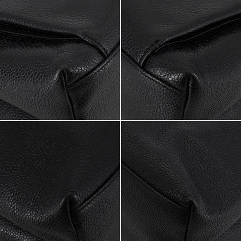 VINTAGE CHANEL TURN LOCK CHAIN TOTE BAG BLACK CAVIAR SKIN GOLD HARDWARE 90340502