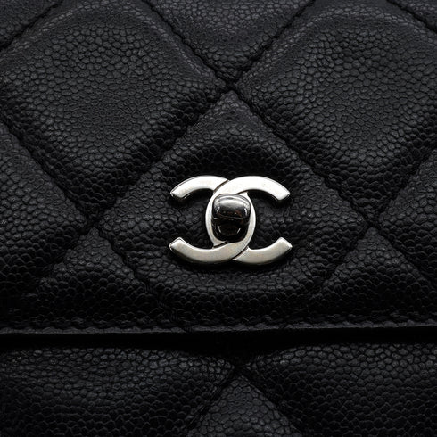 VINTAGE CHANEL TURN LOCK CHAIN TOTE BAG BLACK CAVIAR SKIN SILVER HARDWARE 90339968