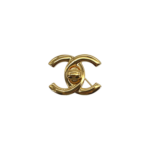 VINTAGE CHANEL TURN LOCK COCOMARK BROOCH GOLD ACCESSORY 96P 90327593