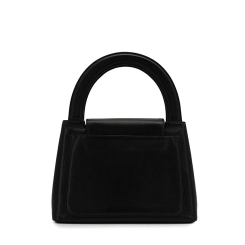 VINTAGE CHANEL TURN LOCK HAND BAG BLACK CAVIAR SKIN GOLD HARDWARE 90341844