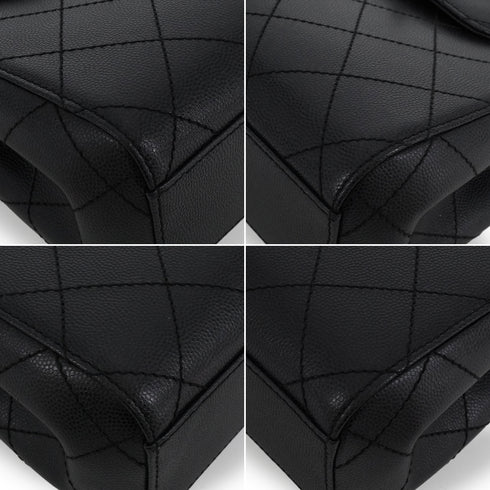 VINTAGE CHANEL TURN LOCK HAND BAG BLACK CAVIAR SKIN PLASTIC HARDWARE 90341845