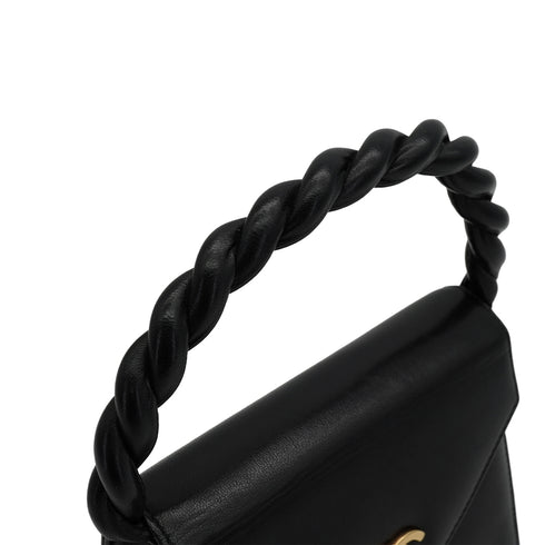 VINTAGE CHANEL TURN LOCK HAND BAG BLACK LAMB SKIN GOLD HARDWARE 90341852