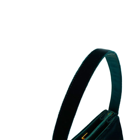 VINTAGE CHANEL TURN LOCK HAND BAG GREEN VELOUR GOLD HARDWARE 90342583