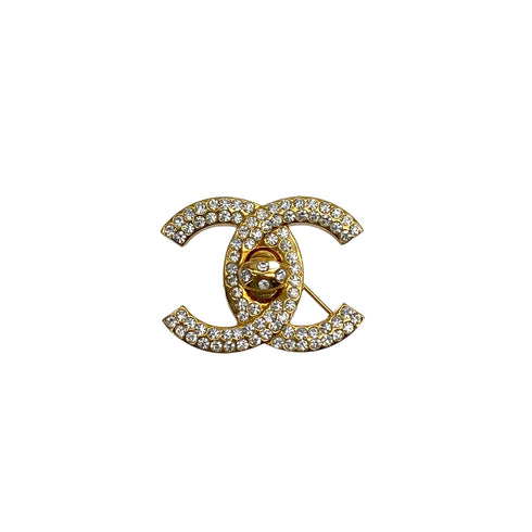 VINTAGE CHANEL TURN LOCK COCOMARK RHINESTONE BROOCH GOLD ACCESSORY 96A 90327604