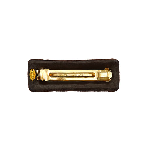 VINTAGE CHANEL TURN LOCK VALLETTA GOLD BROWN VELOR HAIR ACCESSORY 90344399