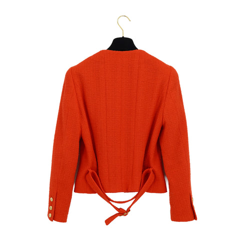 VINTAGE CHANEL TWEED JACKET RED WOOL 42 96A RTW 90332945