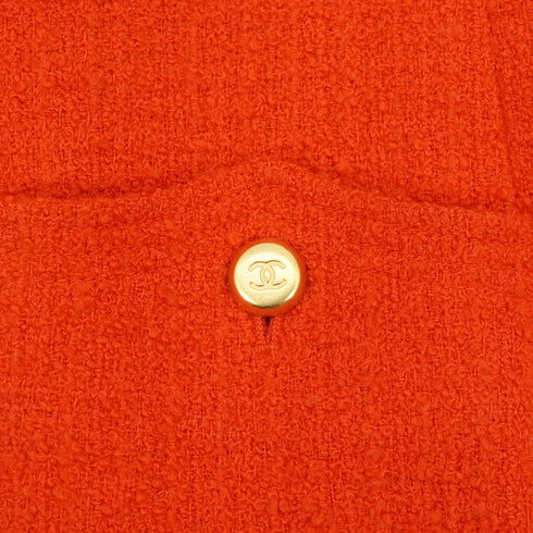 VINTAGE CHANEL TWEED JACKET RED WOOL 42 96A RTW 90332945
